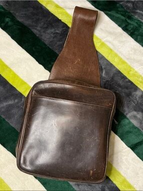 Men's Village Tannery Vintage Dark Brown Leather Crossbody Sling Bag